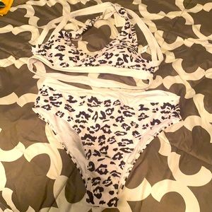 Black & White cheetah printed high waisted bikini